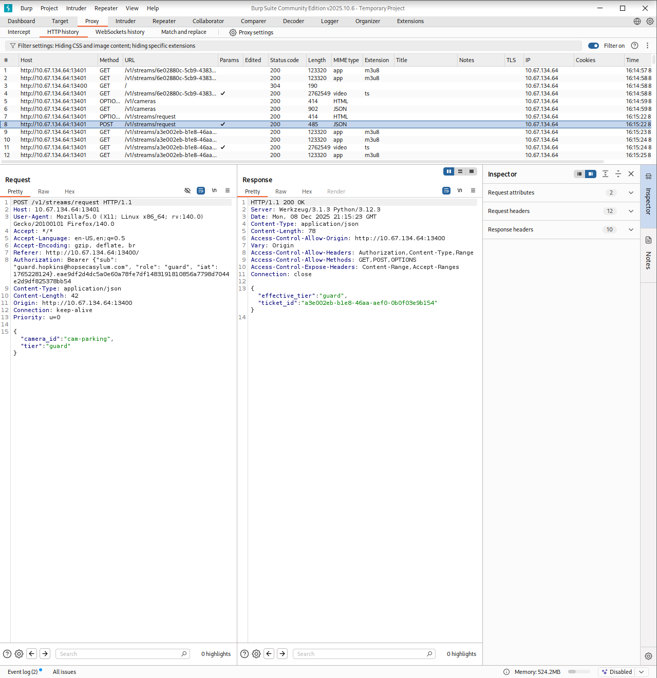 Access Camers Request