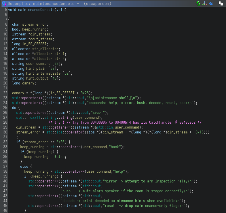 maintenanceConsole Function part 1