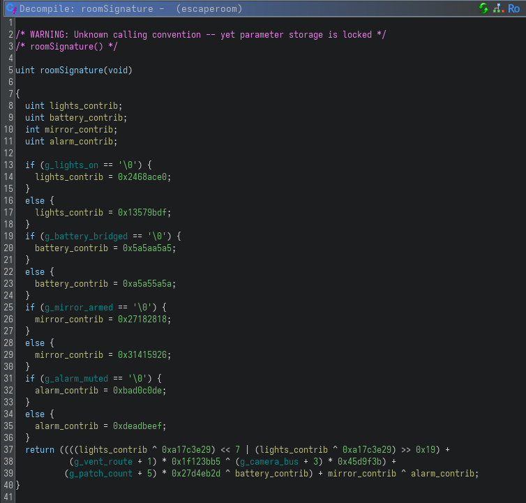 roomSignature Function