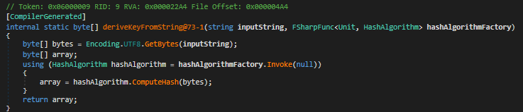 deriveKeyFromString function in dnSpy