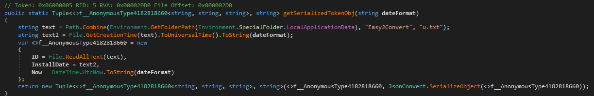 getSerializedTokenObj function in dnSPy