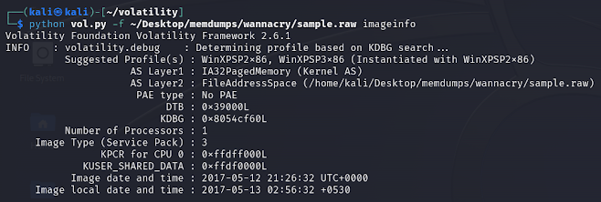 Volatility imageinfo plugin